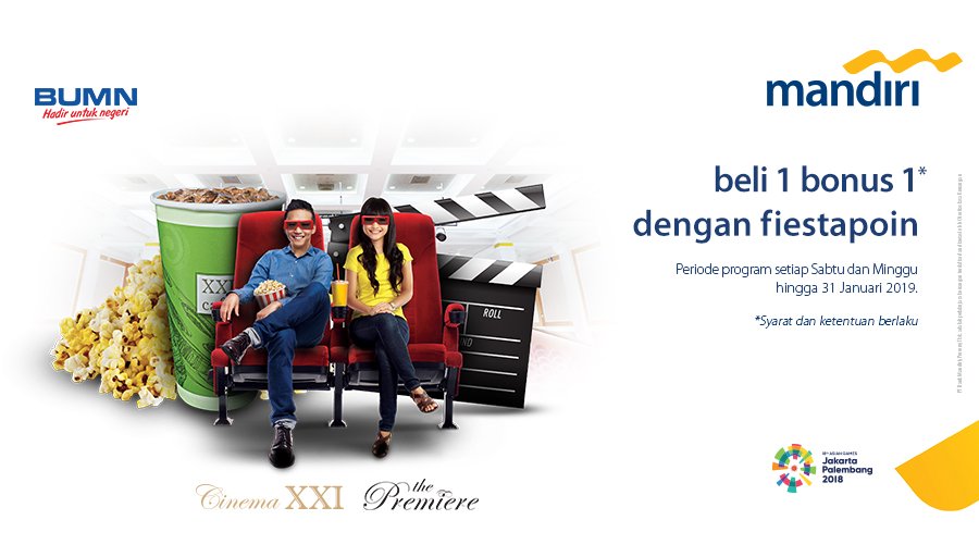 livinpoin's tweet photo. Suka nonton bareng orang terdekat, Sahabat? Nonton film terbaru yuk di Cinema XXI, tukarkan #fiestapoin Sahabat untuk dapatkan penawaran spesial Buy One Get One tiket dan ajak orang terdekat untuk nonton bareng! https://t.co/sjzalBWrug #mandiripromo https://t.co/ND6LnM1lIr