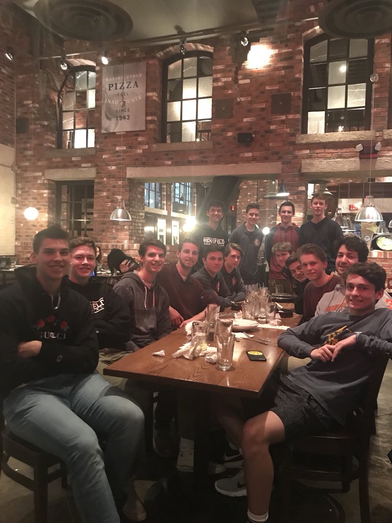 RHS Boys Volleyball getting ready for the Rhody Tournament with a proper dinner at Pizzeria Uno