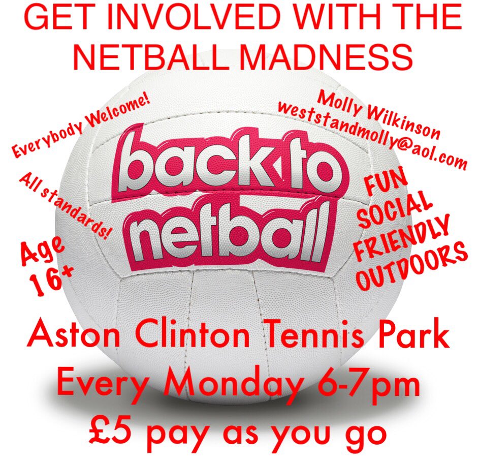 net4alluk's tweet photo. Get involved with netball! #backtonetball #netball #aylesbury #astonclinton #buckinghamshire #netball #comealong https://t.co/kcq4s8Psg7