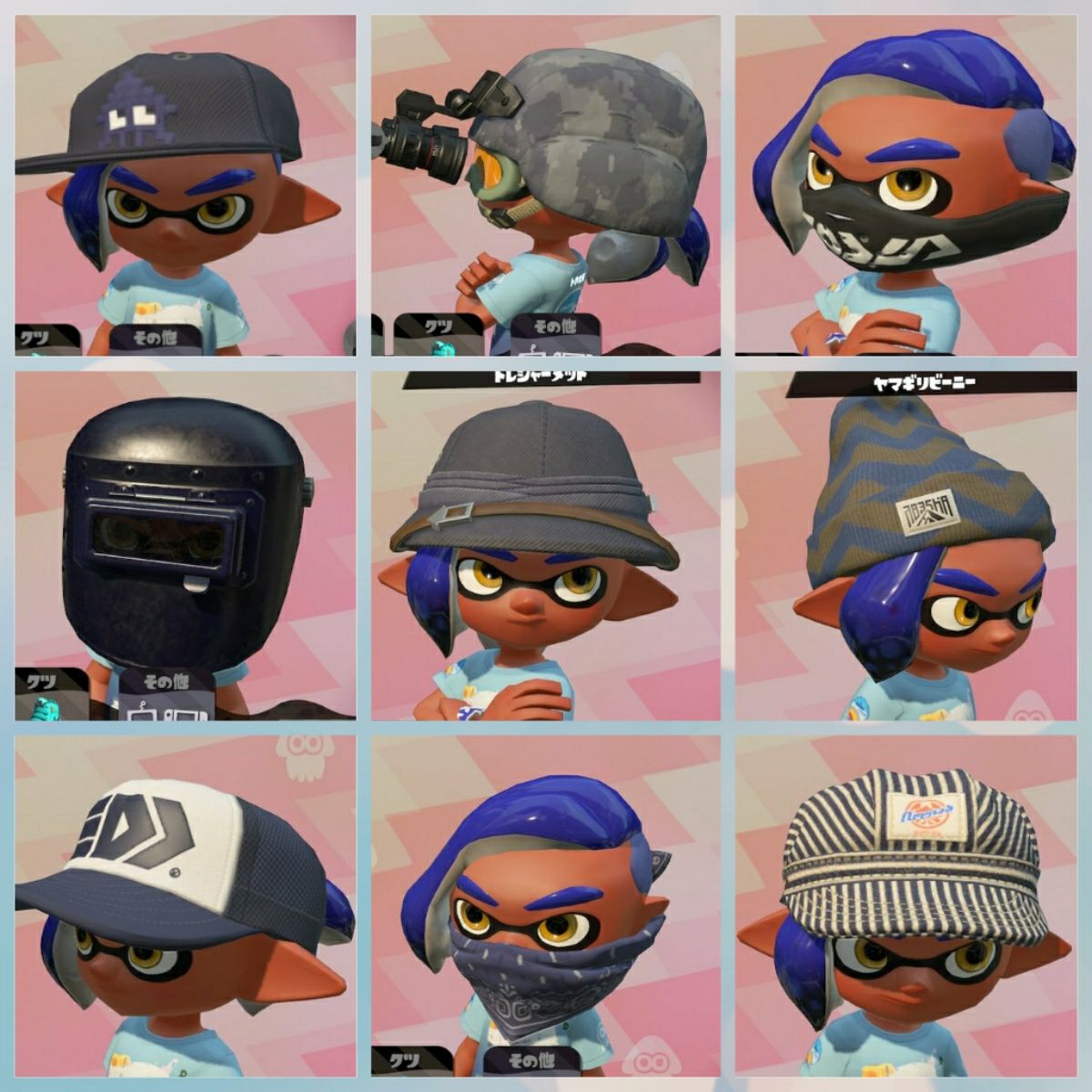 트위터의 ｰsatty 님 フェスの技術インクで頭ギアが黒くなるものまとめてみた 特にカモメッシュの迷彩柄がなくなって黒一色になるのは前作のガチマッチにあった藍色と同じですね とても好き Splatoon2