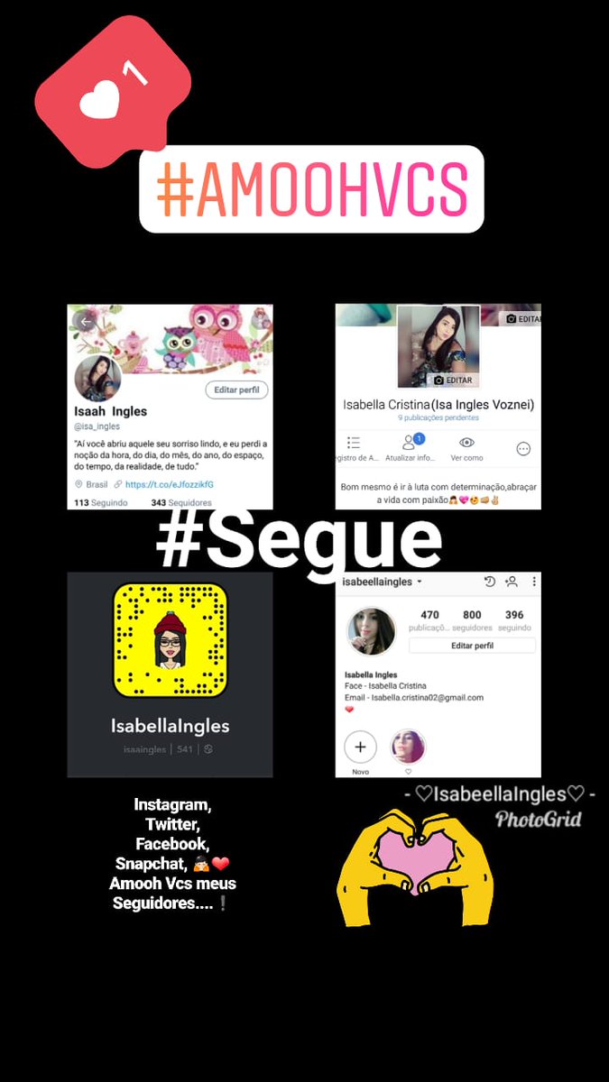 isa_ingles's tweet photo. Instagram, Twitter, Facebook, Snapchat, 🙏🏻❤ Amooh Vcs meus Seguidores....❗ https://t.co/qMXnqEbGLg