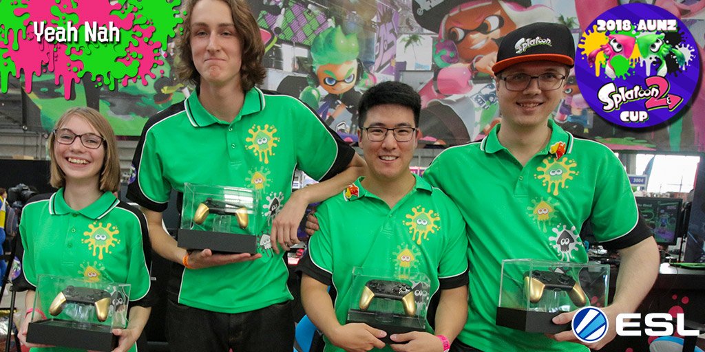 NintendoAUNZ's tweet image. Con-splat-ulations to both teams from today’s 2018 AUNZ #Splatoon2Cup grand final—both winners #YeahNah and runners-up #ScarthAce were deserving finalists, giving us a thrilling live event!
Thanks for playing (and watching!) #Splatoon2