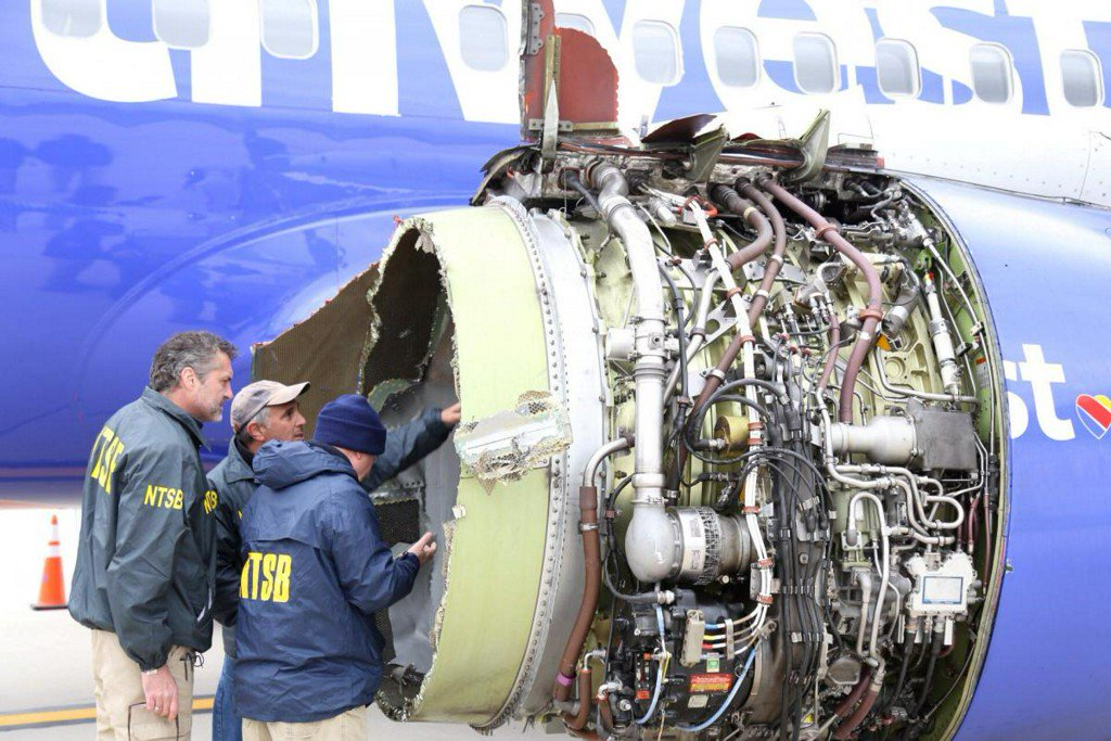 Reuters's tweet photo. U.S., Europe order emergency checks on engine type in Southwest accident https://t.co/rYQQs6Mmms https://t.co/titbG2EHNx
