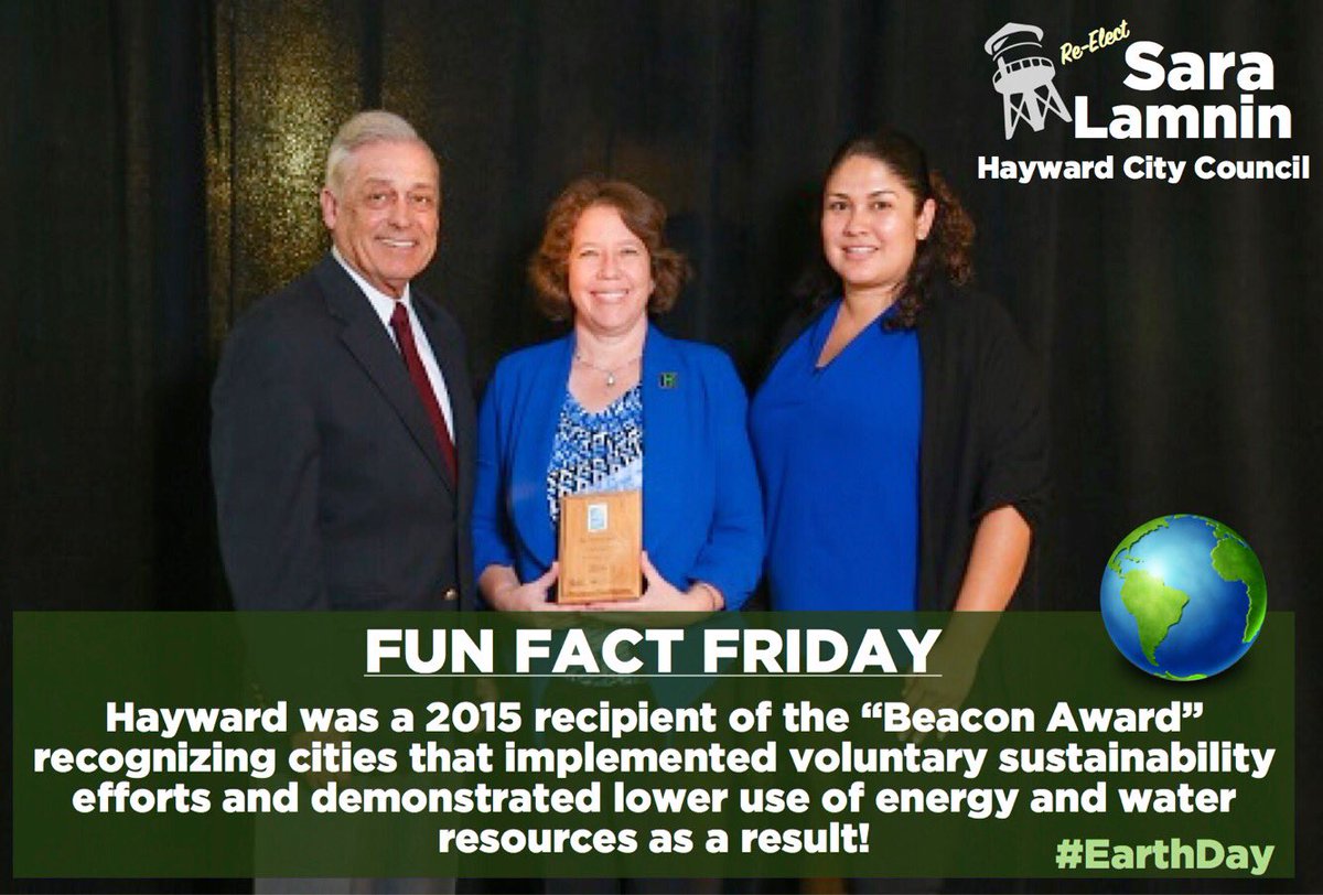 #FunFactFriday is dedicated to this Sunday’s #EarthDay! Did you know #Hayward leads on sustainability! #HaywardLeads #BeaconAward #Sustainability #Sara4Hayward