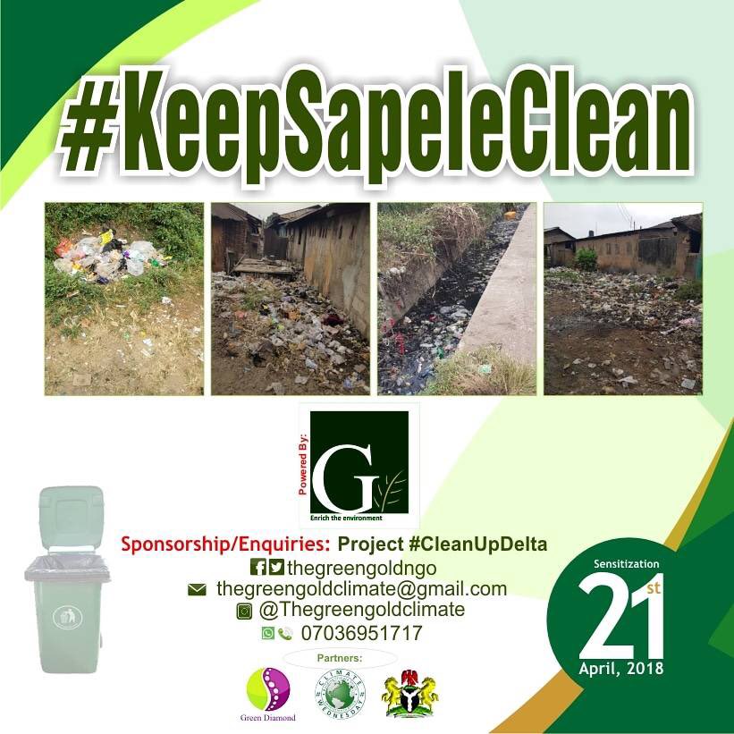ClimateWed's tweet photo. We join Project #CleanUpDelta to #CleanUpSapele today. If you are by chance around that area, kindly join them and let’s make #Sapele a sustainable city for all.
We are very happy to be supporting this project. #LetsDoMore for our environment. https://t.co/n56iEpNFvr