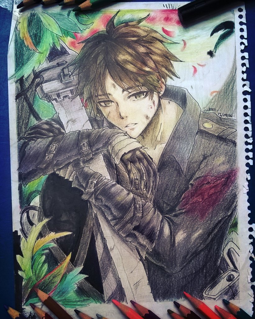 jafnadraws's tweet photo. #eren #fanart from #attackontitan #colorpencils #anime #animeart #fanart #illustration #mangaart #art #portrait #snk https://t.co/LxQX0O78Bi