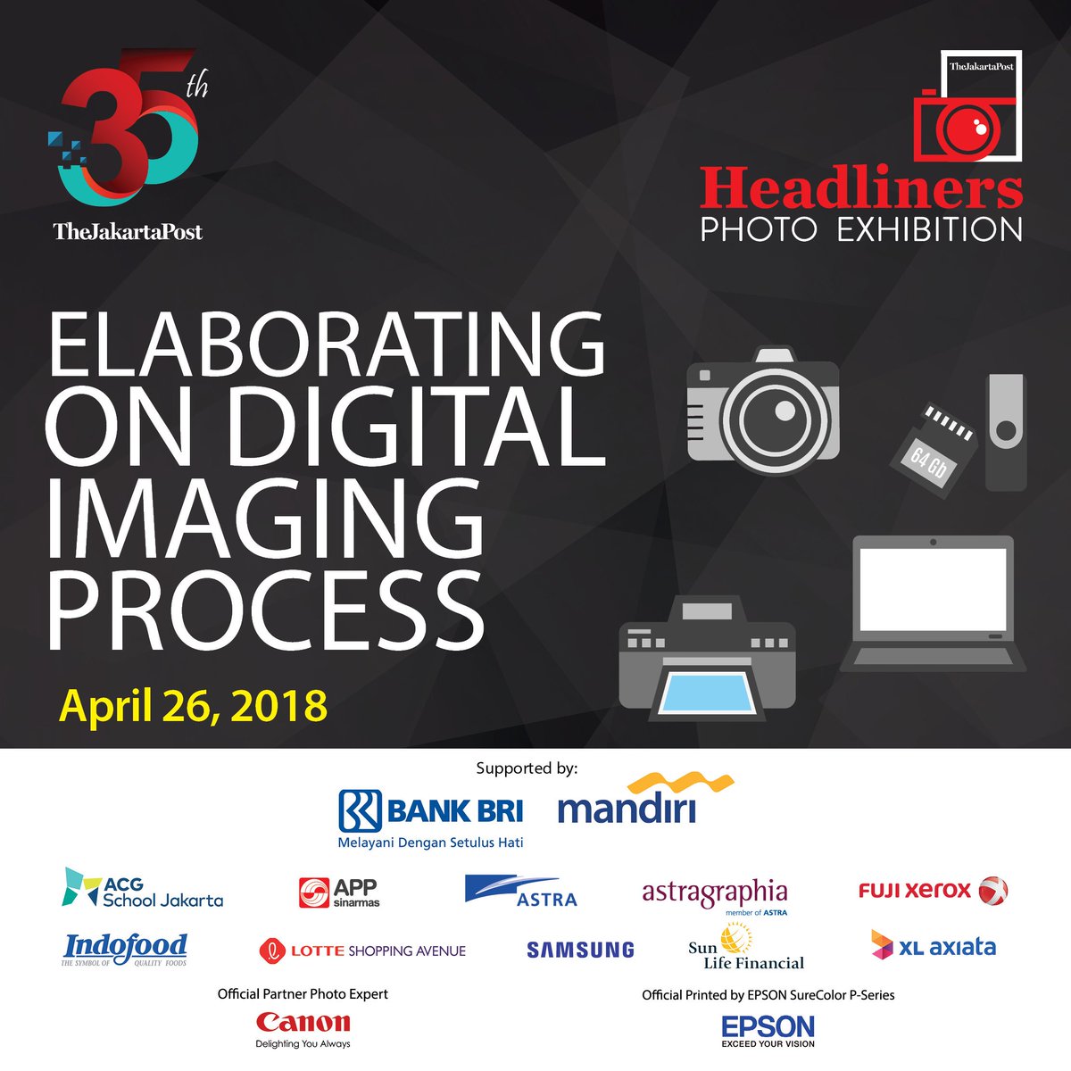jakpost's tweet photo. Attend a discussion, supported by Epson Indonesia, featuring Kompas senior designer Lim Bun Chai, the Post art director Budhi Button and senior photojournalist Jerry Adiguna
More info: https://t.co/dndSMgZqAo
#JakPostHeadliners #JakPost35th https://t.co/S2AIxk7qxs