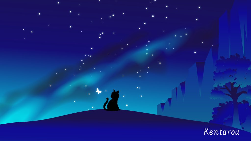 Twitter पर Kentarouお絵かき 絵描きました 蒼い空の下 夜空 綺麗な景色 イラスト