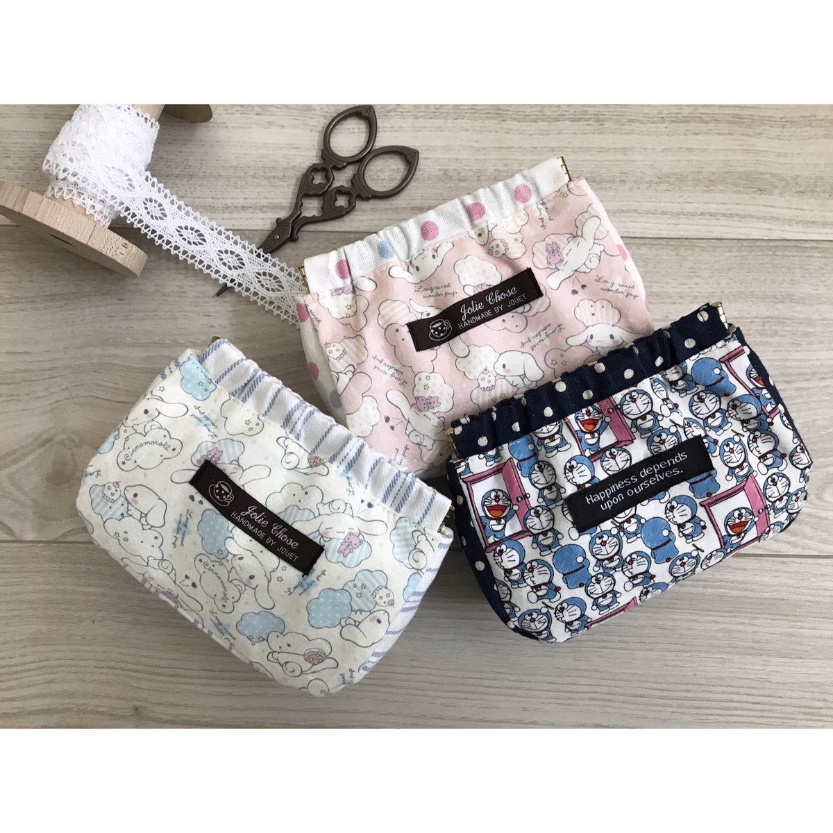 Jouet ダイソーのカットクロスでバネポーチ 子供達が使うそうな ダイソードラえもん ダイソーカットクロス ハンドメイド好きさんと繋がりたい ミシン部 シナモロール