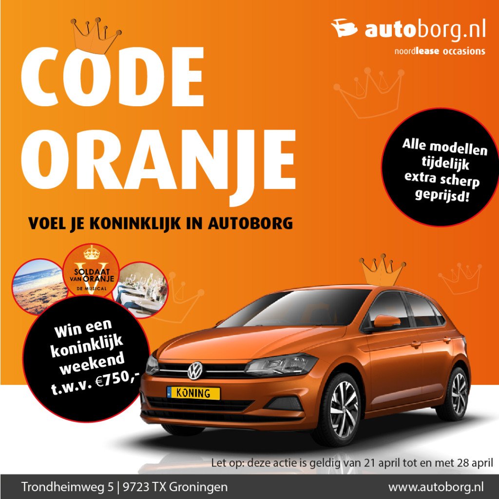 Let op: het is de hele week CODE ORANJE bij Autoborg! Bekijk nu de populairste occasions online: bit.ly/2F4rGwm

#KlantIsKoning #CodeOranje #KoninklijkeKortingen #HetIsFeest #Oranje #Noordlease #Occasions