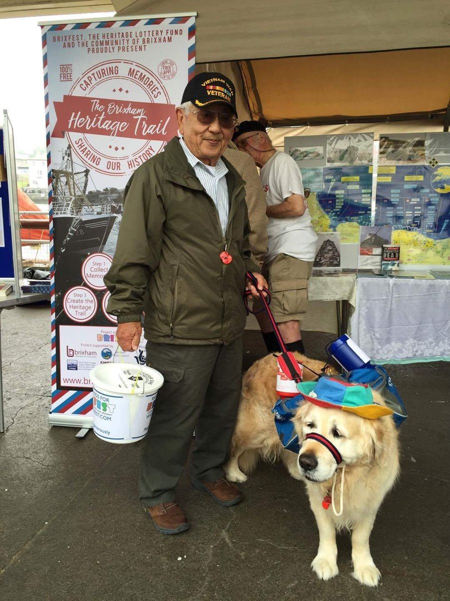 BrixhamMuseum's tweet photo. Come along to Brixham Heritage Museum on Monday 23rd at 2.30pm and learn all about @BrixFest from Sophie Bower. Here's Bailey collecting for BrixFest last year. https://t.co/WYgGHjpu1b