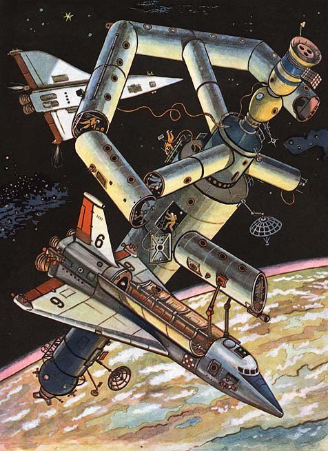 Illustration from the 1975 Soviet children’s book “Home in Orbit” 70sscifiart.tumblr.com/post/173151321…