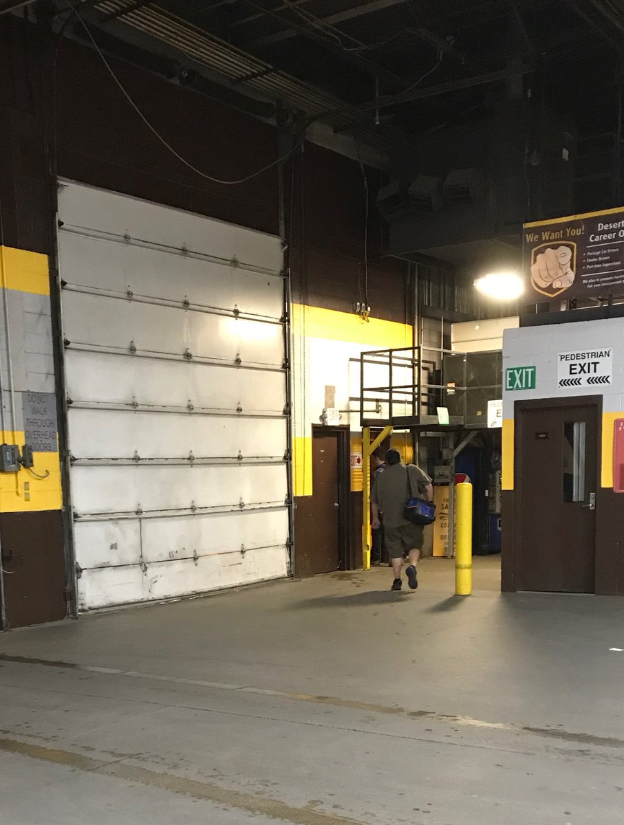 MGJohnson007's tweet photo. Here at the Commerce City building our UPSers know the safest way out is through the pedestrian doors, never overhead. #Caughtsafely #upsers #commerce #city https://t.co/cSKGTZBUY9
