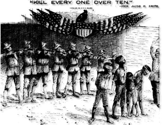 六衛府 フィリピンの独立を宣言したアギナルド大統領はアメリカとの戦争に突入する アメリカ軍のジェイコブ スミス将軍は 10歳以上はすべて殺すこと と命令し 命令通り遂行された 大統領は日本から武器と運搬船布引丸を購入したが東シナ海で台風により