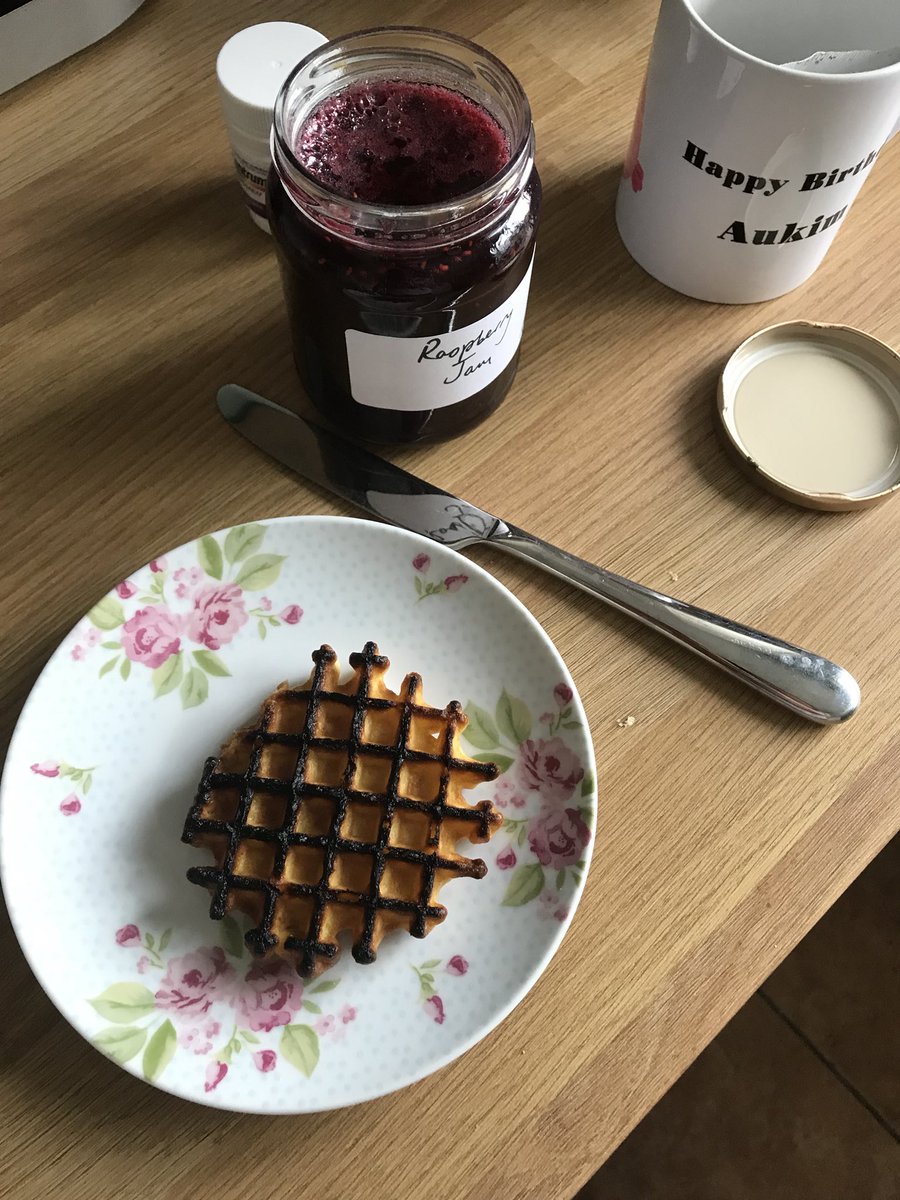 runtoeatmore's tweet photo. When your old friend @ljrandles makes you jam but you have jo bread in the house - #eatwaffles #waffling #burnt #sugarforbreakfast https://t.co/WQLESUkDeZ