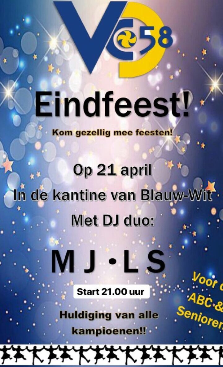 Zien we je vanavond? Vanaf 21.00 uur eindfeest VC058