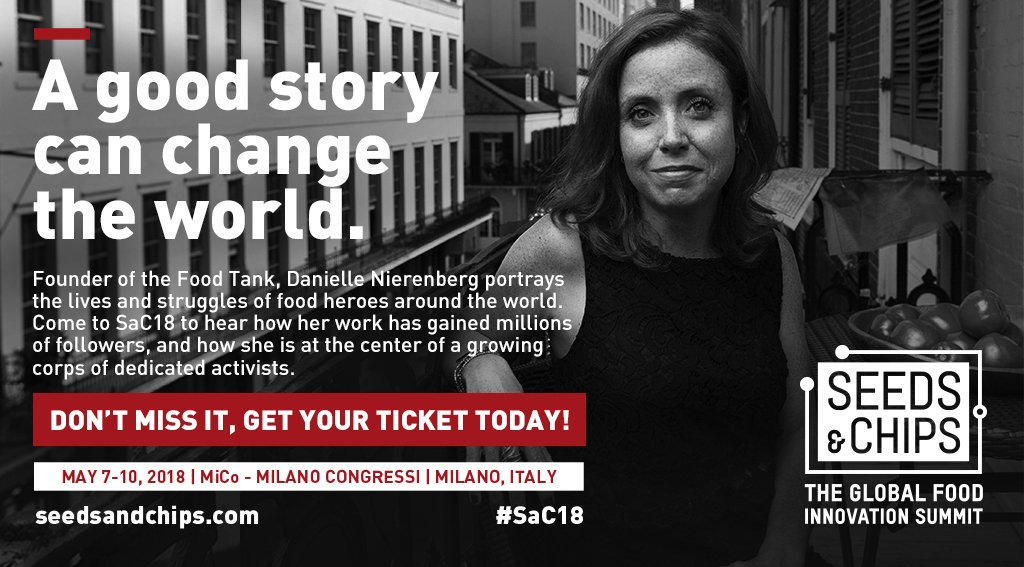 SEEDSandCHIPS's tweet photo. Founder of the @foodtank , @DaniNierenberg portrays the lives and struggles of food heroes around the world. Come to #SaC18 to hear how her work has gained millions of followers, and how she is at the center of a growing corps of dedicated activists. #FoodInnovation https://t.co/H7TFBIQCmd