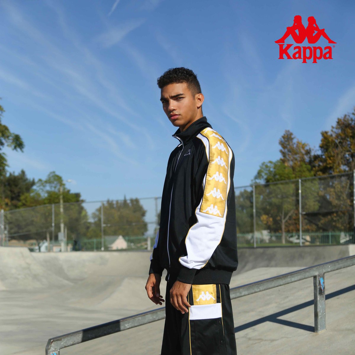 kappa track jacket black and gold