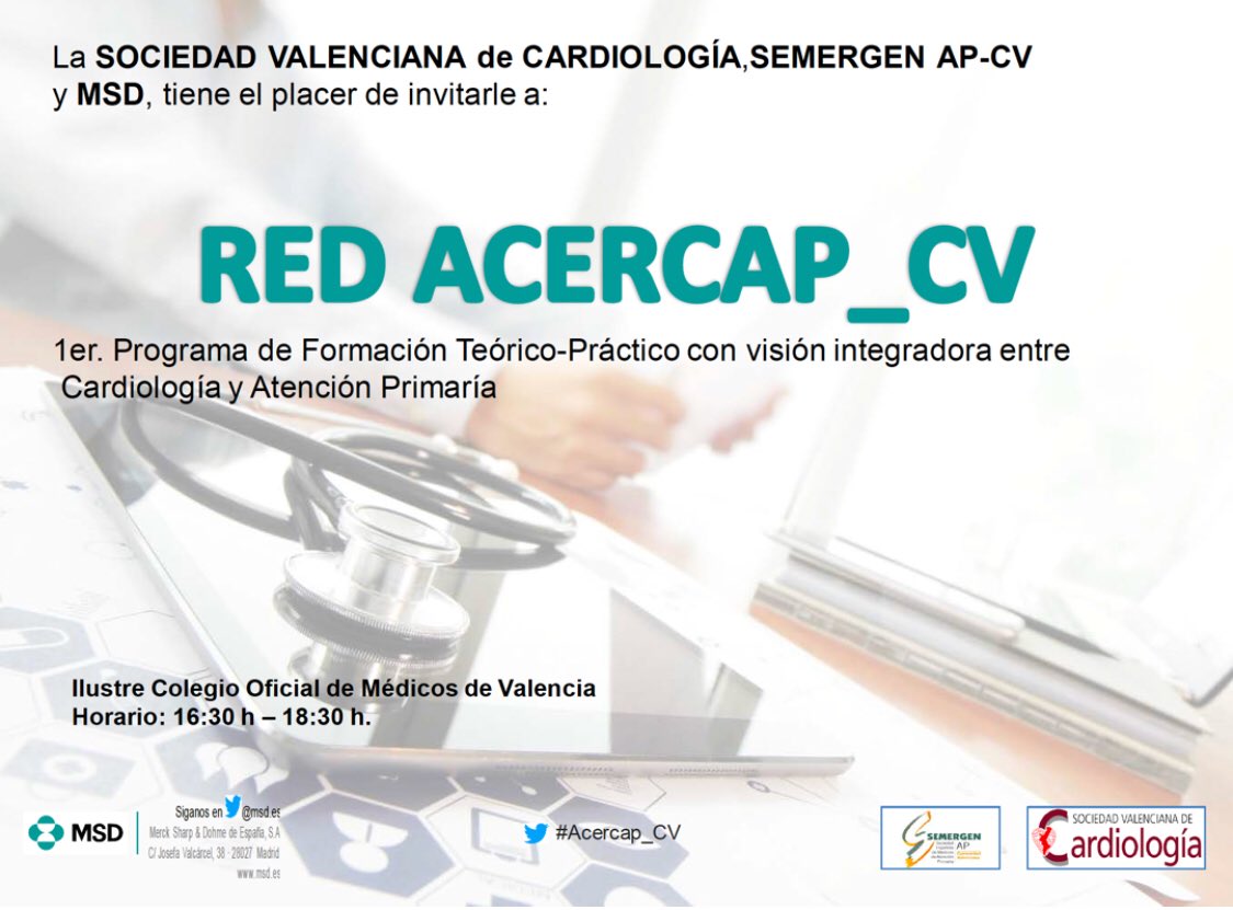 SVCardio's tweet photo. Y por la tarde16.30-18.30h➡️ #Acercap_CV: 
- “Dr, me fatigo”
- Dolor torácico: que hago, con @Miriamsandin y Dr Francisco Ponce, desde @COMAlicante y @IICOMV y en streaming. @SEMERGENap https://t.co/CTImTF6tW7