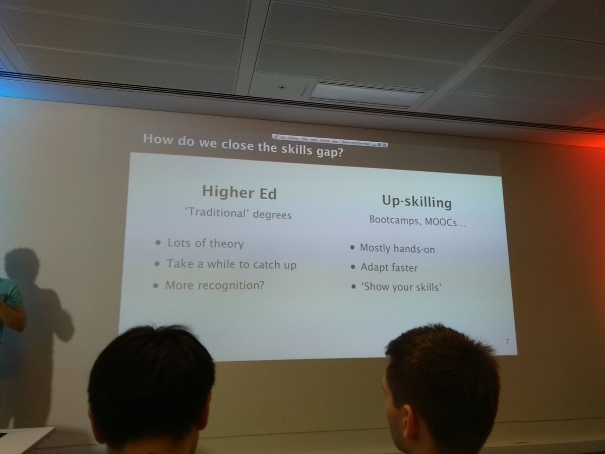 dhGelly's tweet photo. The value of #moocs #bootcamps and #fellowships in #datascience #datasciencefest https://t.co/fli31jgKx1