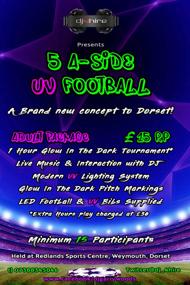 dj_4hire's tweet photo. Adult packages now available for #UV 5-A-Side, would make for a perfect addition to a #stag do or Birthday! #dj4hire #Dorset #Football  #engagementparty #stagparty https://t.co/OcSi86a47F