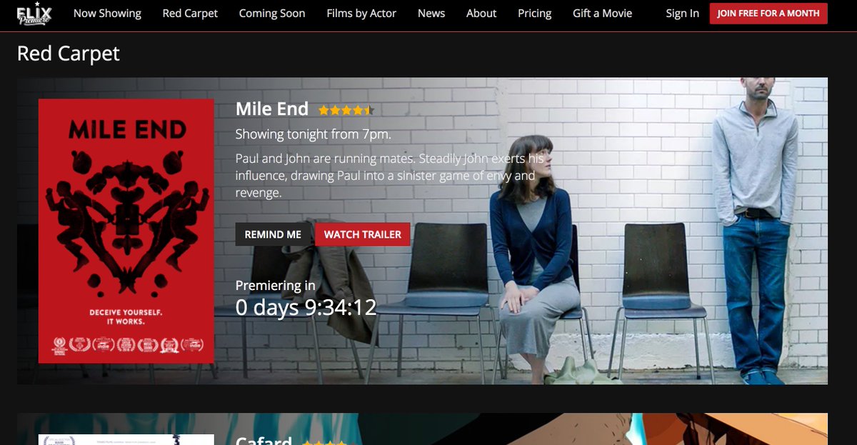 Just love love love <a href="/FlixPremiere/">Flix Premiere</a> home of the best indie movie gems fresh from the festival circuit. So great to see my movie MILE END on the red carpet flixpremiere.com/red-carpet winner of 9 international awards. Watch it in the UK from 7pm tonight... <a href="/MileEndMovie/">MILE END</a>