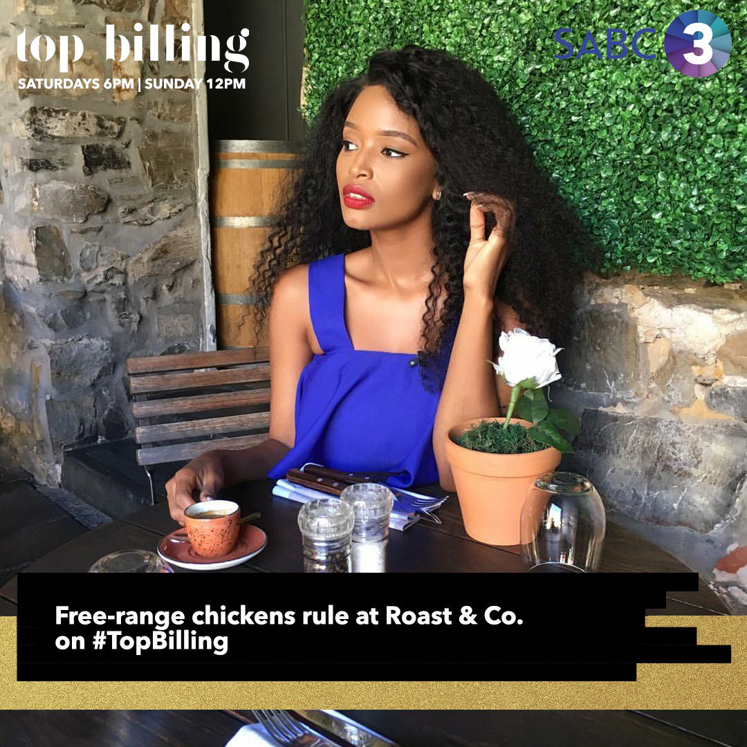 mzansicuisine's tweet photo. Set a reminder to see how our @roastandco review went down on @SABC3Topbilling at 18:00. 

That chicken though!  😋😋😋😋 @ayandathabethe_ 
#TopBilling https://t.co/Qv3Zp37klk