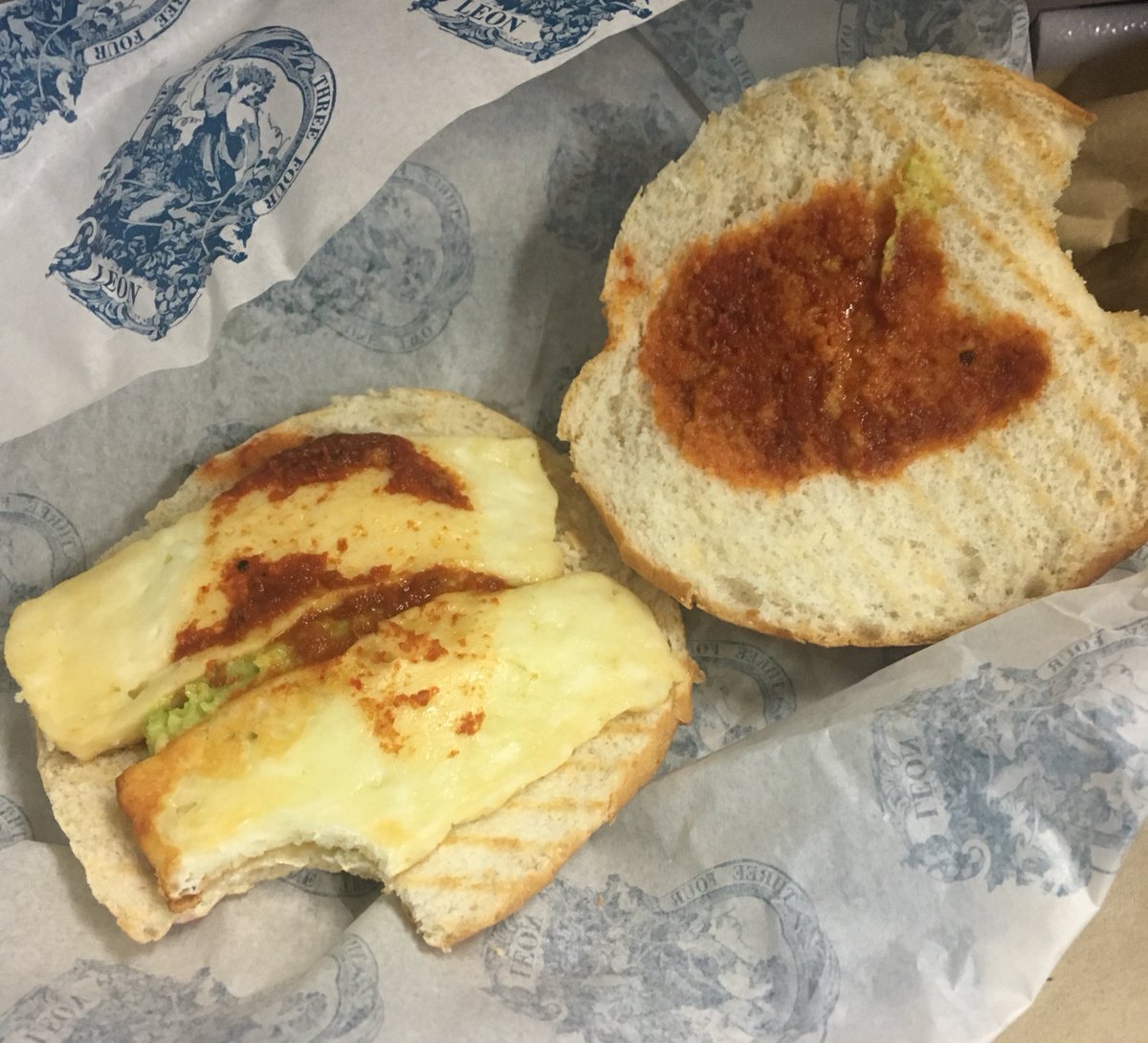 chippycompton's tweet photo. That disappointing moment when you’re super excited for your @leonrestaurants breakfast and you open the saddest looking muffin and filling you’ve ever seen… https://t.co/v2XJJO46ew