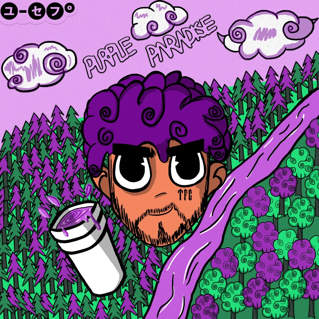 Thefamousguyyy's tweet photo. “Purple Paradise” 
(Coming out this Tuesday 24/4/18)                            prod by lowkey Barone
Cover art by the one and only @AFRONEXTDOOR https://t.co/346wyRjxmC