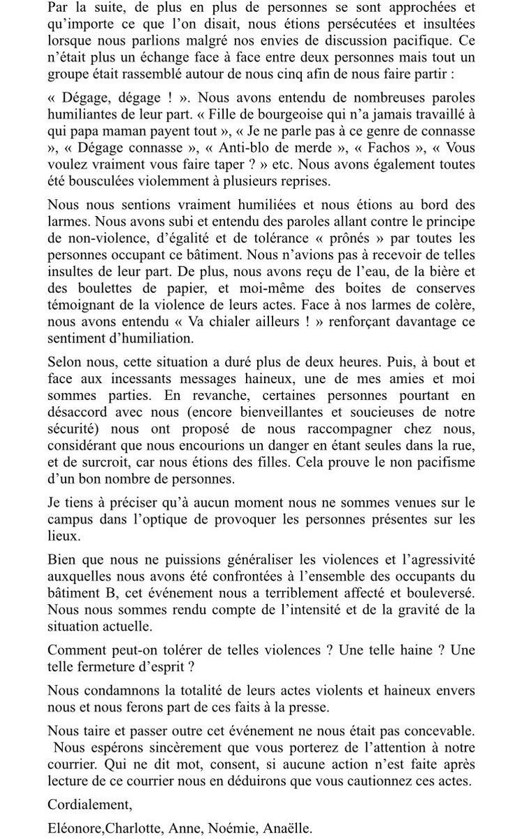 anaellerze's tweet photo. Nous tenons à ce que notre voix concernant ce qu'il s'est passé jeudi soir sur le campus de Rennes 2 soit entendue. Nous souhaitons relater notre histoire et dénoncer la non tolérance et le non pacifisme d'un certain nombre de personnes présentes dans le bâtiment B. RT AU MAX https://t.co/vXYPSZm0Jh