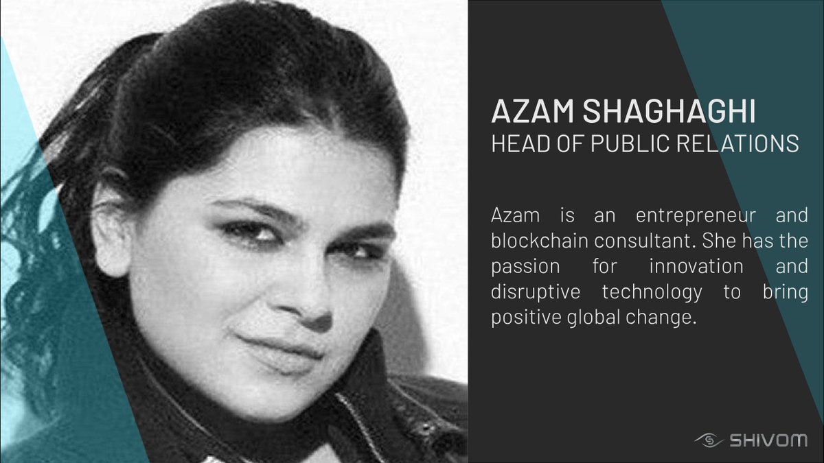 HLTHRun's tweet image. Introducing @ProjectShivom 's head of Public Relations @AzamShaghaghi. Azam is an entrepreneur and blockchain consultant. She has the passion for innovation and disruptive technology to bring positive global change.