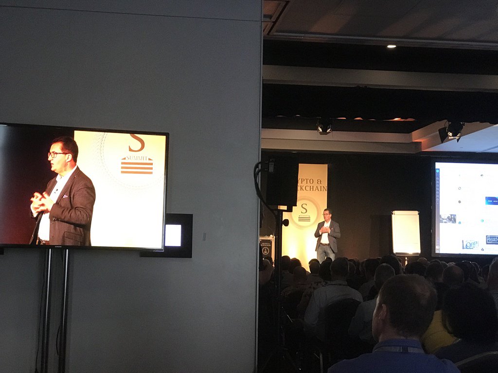 MarkLyford's tweet photo. Zandie and I listening to @thomaspower at #CryptoBlockChainSummit about building your network as big as you can. Exciting times for my generation and the next https://t.co/MKSz7o9QSX