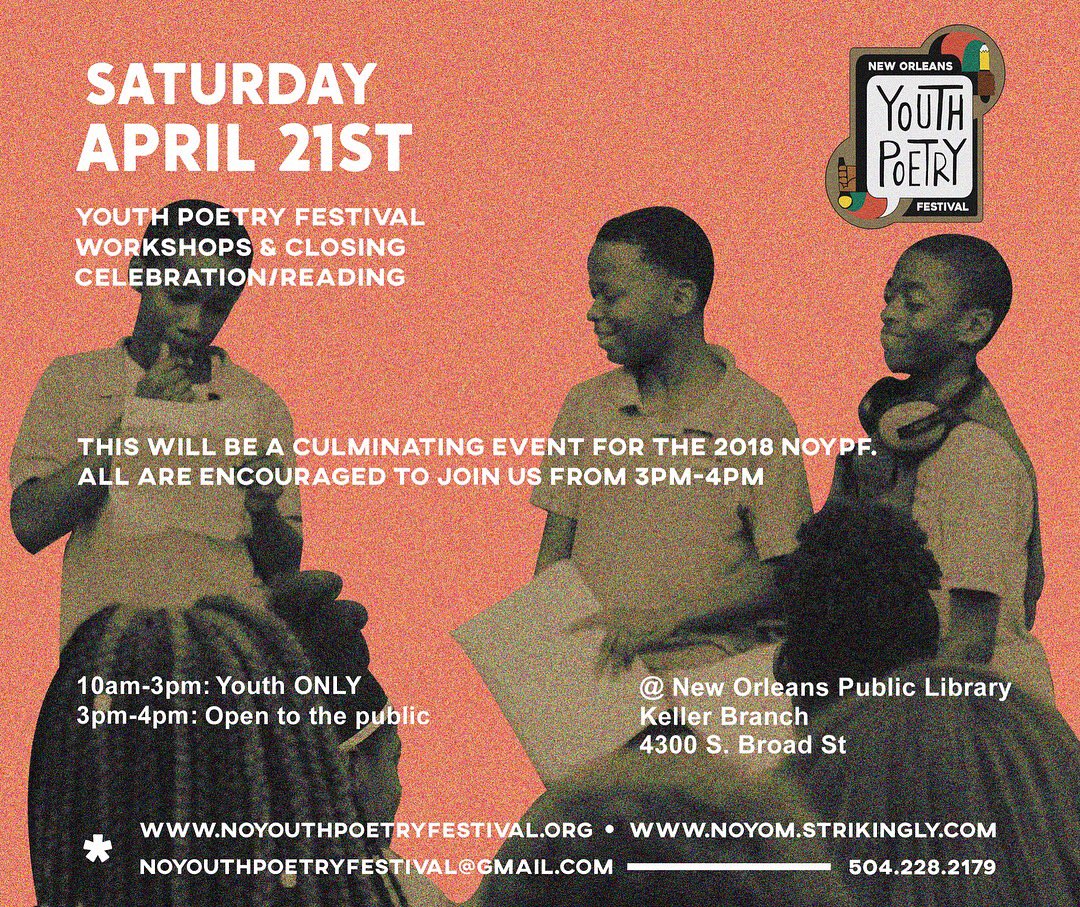 Today! 10am-3pm the @noyouthpoetryfestival hosted by <a href="/noyouthopenmic/">NOYOM</a> continues with a day of youth writing workshops followed by a closing ceremony from 3-4pm (open to the public). #NOYOM #NOYPF #2018NOYPF