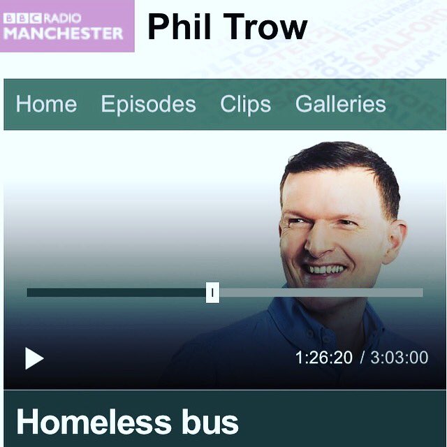 EmbassyVillage's tweet photo. If you missed Sid’s @BBCRadioManc interview with #PhilTrow this week, listen here while it’s still available! It’s at 1:26:20 ...enjoy! ☺️🚌👍🏼 https://t.co/IaIQ8KQdMs #27dayleft
#homelessbus #homelessness #manchester https://t.co/BKew8GAz3E