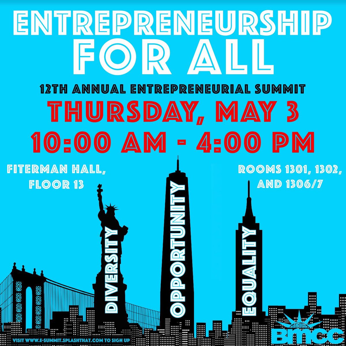 eshipBMCC's tweet photo. #2018 schedule comes out Monday! Learn from successful #entrepreneurs of all varieties. May 3rd is it for one of the biggest student led #eship summits in the nation @bmcc_cuny THANK YOU4 promoting: @allthingsbmcc @BMCCCUNYStart @ACE_BMCC @bmcc_la @BMCCELearning @BMCCAthletics https://t.co/7kaSWTIdYC