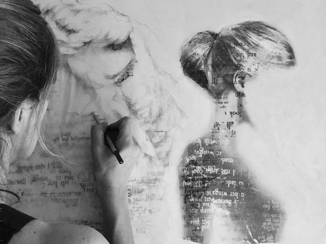 George_Thornton's tweet photo. In the studio with @Janethomsonart Cant wait for new art to arrive this week! Want to be the first to see these new pieces?? New style... get in touch for details - 01159243555 #pencildrawings #angelart #figurative https://t.co/t1TV4pzn29