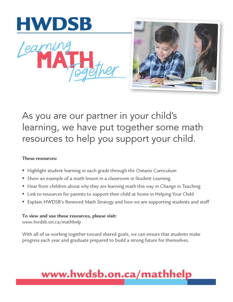 Here is a fantastic new resource for parents- hwdsb.on.ca/mathhelp .
<a href="/HWDSB/">HWDSB</a> educators, please take a look and consider how it could help you communicate with your students' parents and caregivers about Math.  Translated materials are also on the way.