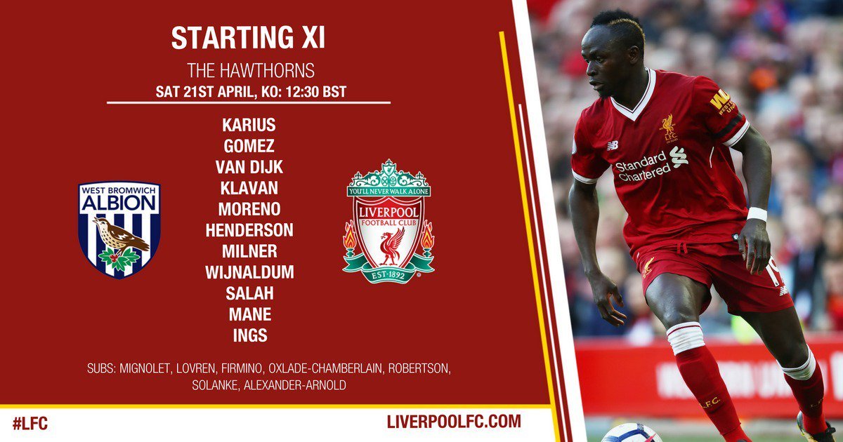 LFCIndonesia's tweet photo. Starting XI #LFC: Karius, Gomez, Van Dijk, Klavan, Moreno, Henderson, Milner, Wijnaldum, Salah, Mane, Ings

Cadangan: Mignolet, Lovren, Firmino, Robertson, Oxlade-Chamberlain, Solanke, Alexander-Arnold

https://t.co/z8vT3Zbmyu 

#LFCIndonesia https://t.co/fMxdp8lfOG