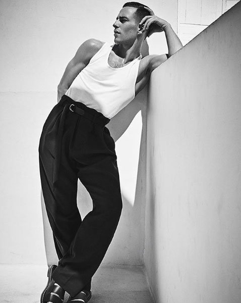 Sunspel's tweet photo. Olympian @Adaripp wears our Superfine Cotton vest in @outmagazine, styled by #GrantWoolhead and photographed by #CarterSmith. https://t.co/imXgvOeq3Y