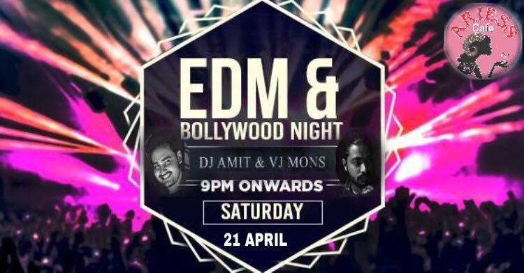 VjMons's tweet photo. GEAR YOUR SELF FOR EDM &amp; BOLLYWOOD NIGHT WITH DJ AMIT &amp; VJ MONS. 
CHARGE YOURSELF AND GATHER ALL YOUR ENERGY TO GROOVE ALL NIGHT THIS SATURDAY AT ARIESS CAFE ON 21st APRIL. https://t.co/6qpP2D2wnM