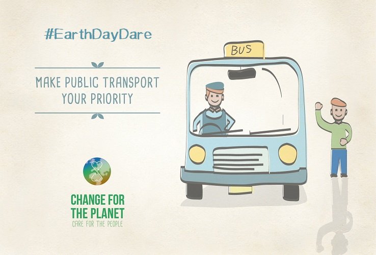 The challenge is on. #EarthDayDare: Don’t drive on #EarthDay2018. 🌍
-> Find public transport itineraries on Google Maps.
-> Borrow or rent a bike.
-> Or be prehistoric and just walk ;) 
Tag a friend to come along on your #lowcarbon journey! <a href="/ChangeandCare/">Change for the Planet - Care for the People</a>