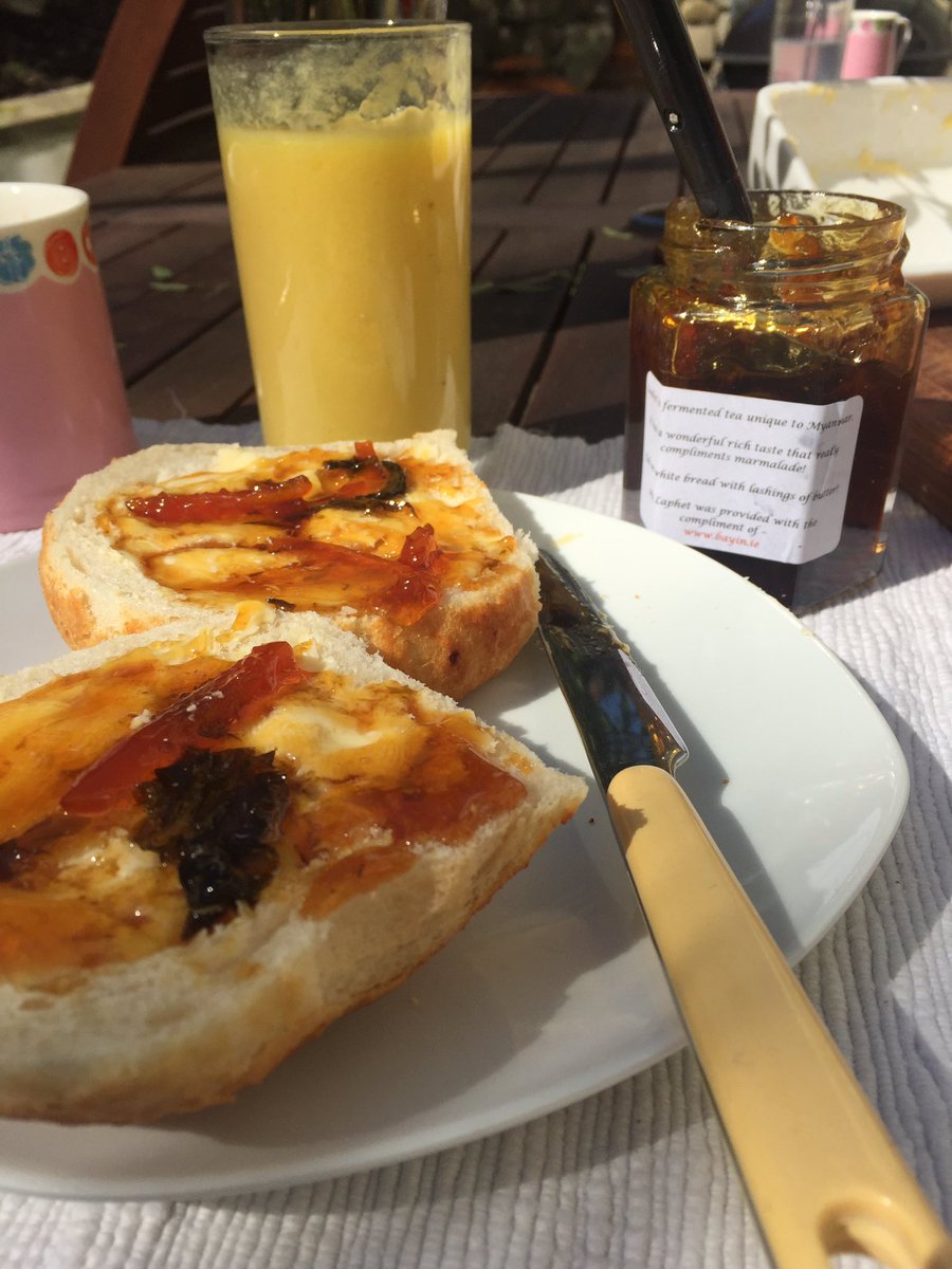 bayinfoods's tweet photo. Loving breakfast this morning. Tea Leaf/lahpet Marmalade made by @hushhushdining its amazing. Who knew you could make marmalade with our Pickled Tea?? Now we know 😁#marmalade #breakfast #sunshine #SaturdayMorning https://t.co/T7PrD05yNa