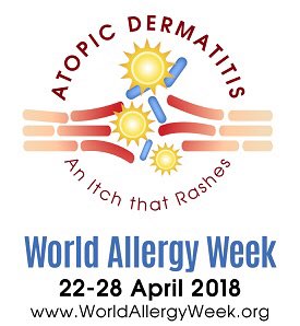 worldallergy's tweet photo. April 22-28 is World Allergy Week 2018. Help increase awareness of Atopic Dermatitis/Eczema: An Itch that Rashes. There are many ways you can participate including a webinar on Wednesday, April 25. Click here for more information. https://t.co/FyKchm01rX https://t.co/0r6ak3N650