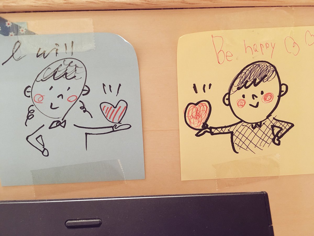 Mori_Kanoko's tweet photo. 黄色い付箋を席に貼っておいたら、次来たときに青い付箋が増えていてほんのり幸せ☺️
#今日もお疲れさまでした #Iwillbehappy https://t.co/vChBrda8eN