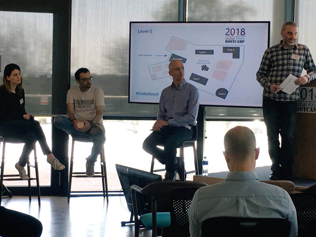 brandalisms's tweet image. Adrian on a panel at #GlobalAzureBootcamp2018