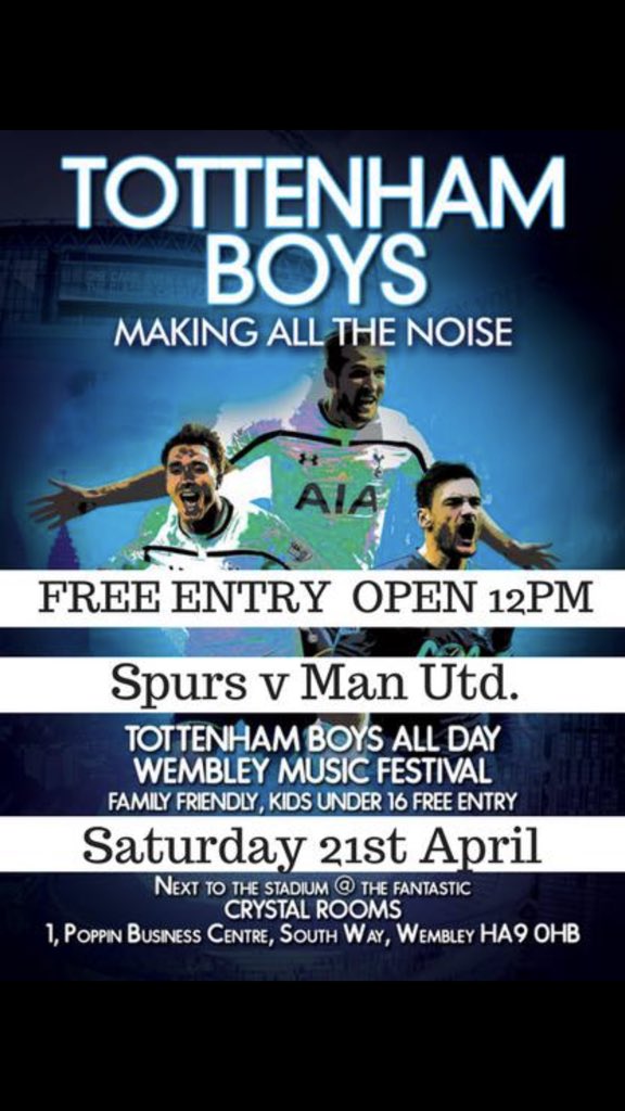 SpursNoise's tweet photo. TODAYS THE DAY, FREE ENTREE, CRYSTAL ROOMS WEMBLEY ⚽️⚽️⚽️ https://t.co/pKQKetOMO8