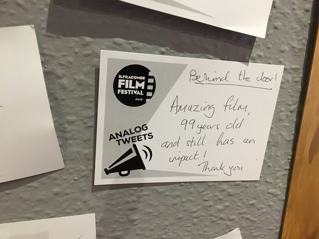 Analog tweets <a href="/FilmIlfracombe/">Ilfracombe Film Fest</a> for Behind the Door <a href="/SWSilents/">🎬 South West Silents 🎬</a> <a href="/FilmHubSW/">Film Hub South West</a> amazing film