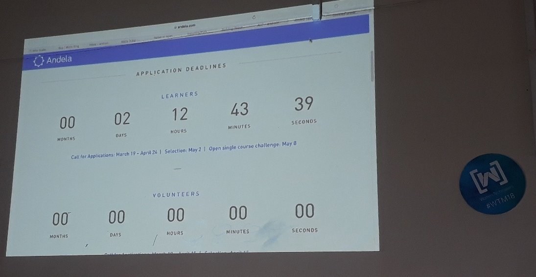 Wanza_r's tweet photo. Andela application ongoing.
#WTMExtended #WTM18 #IWD18 @WTMNairobi @WomenTechmakers @WTechmakersUoN
Times running out. https://t.co/3ZT249hSON