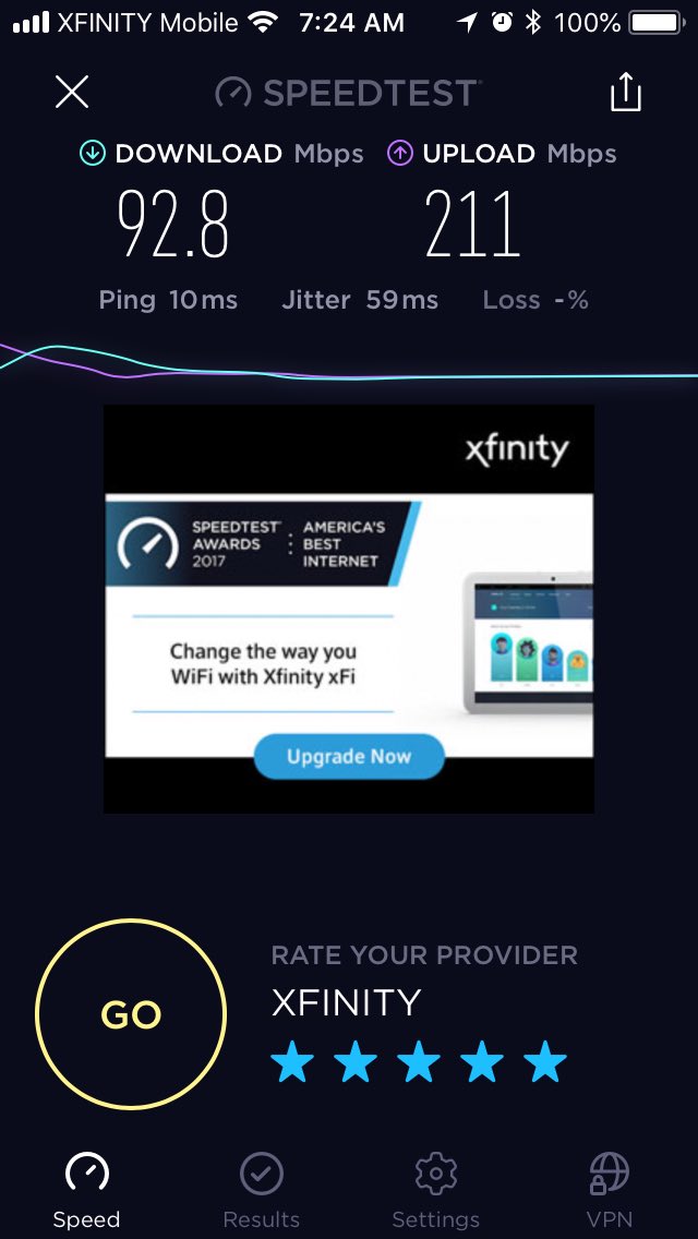 danpohlig's tweet image. #xfinitywifi hotspot at Broad and Tasker subway stop. Crazy fast upload speed.