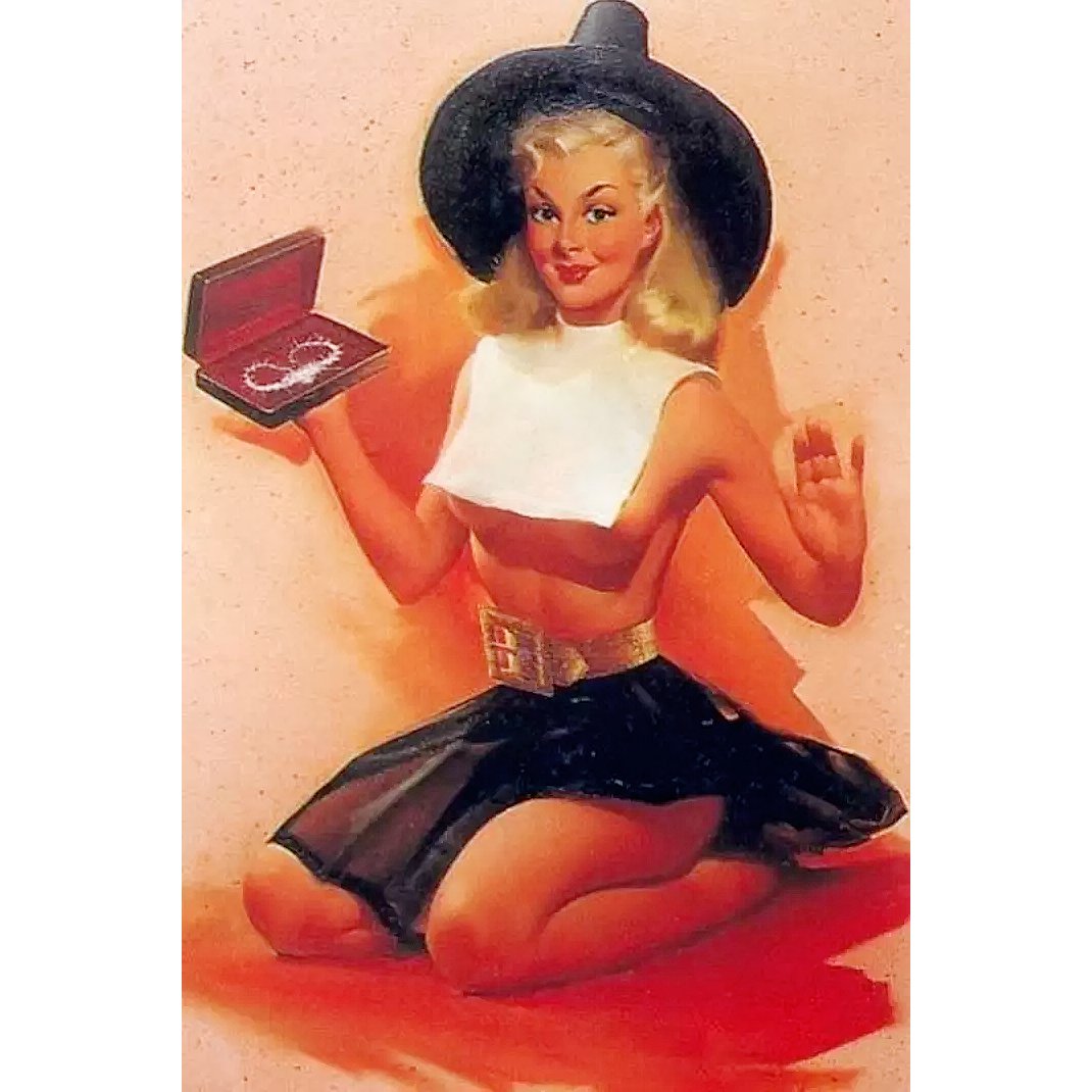 Ted Withers"Thanksgiving Pin-up"Oil on Board Vintage Pin-up Art #...